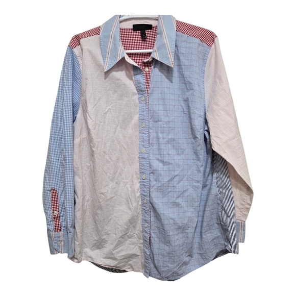 Lane Bryant Mixed Print Button Down Shirt Striped Gingham Size 18 - Picture 1 of 13